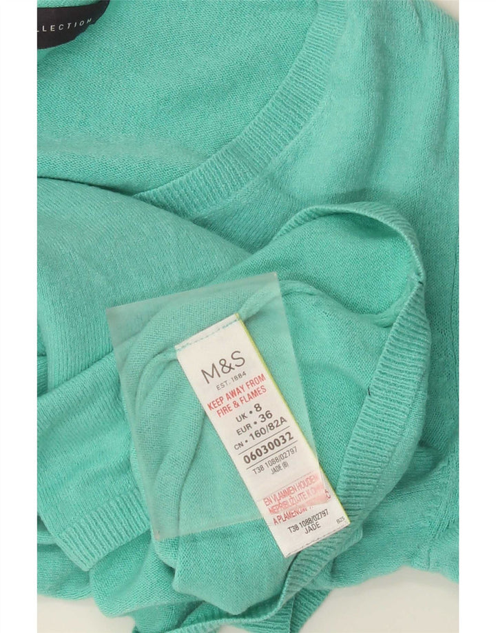 Marks & Spencer Dame V-hals sweater UK 8 Lille turkis akryl