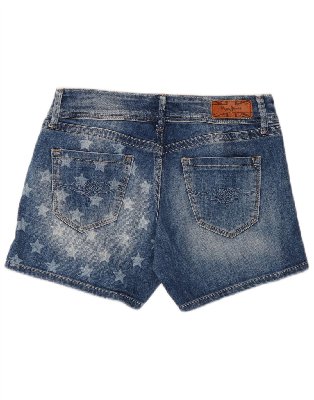PEPE Jeans Grafiske denimshorts til kvinder W27 Små blå bomuld