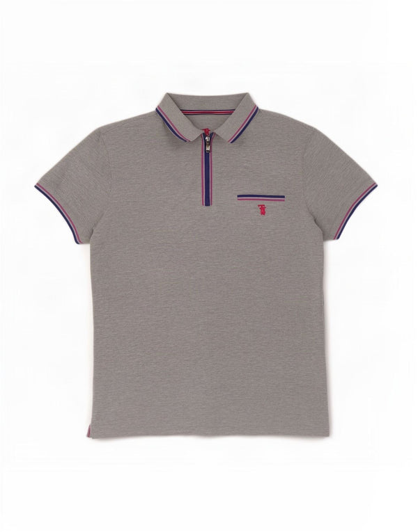 Trussardi herre poloshirt stor grå stribet bomuld