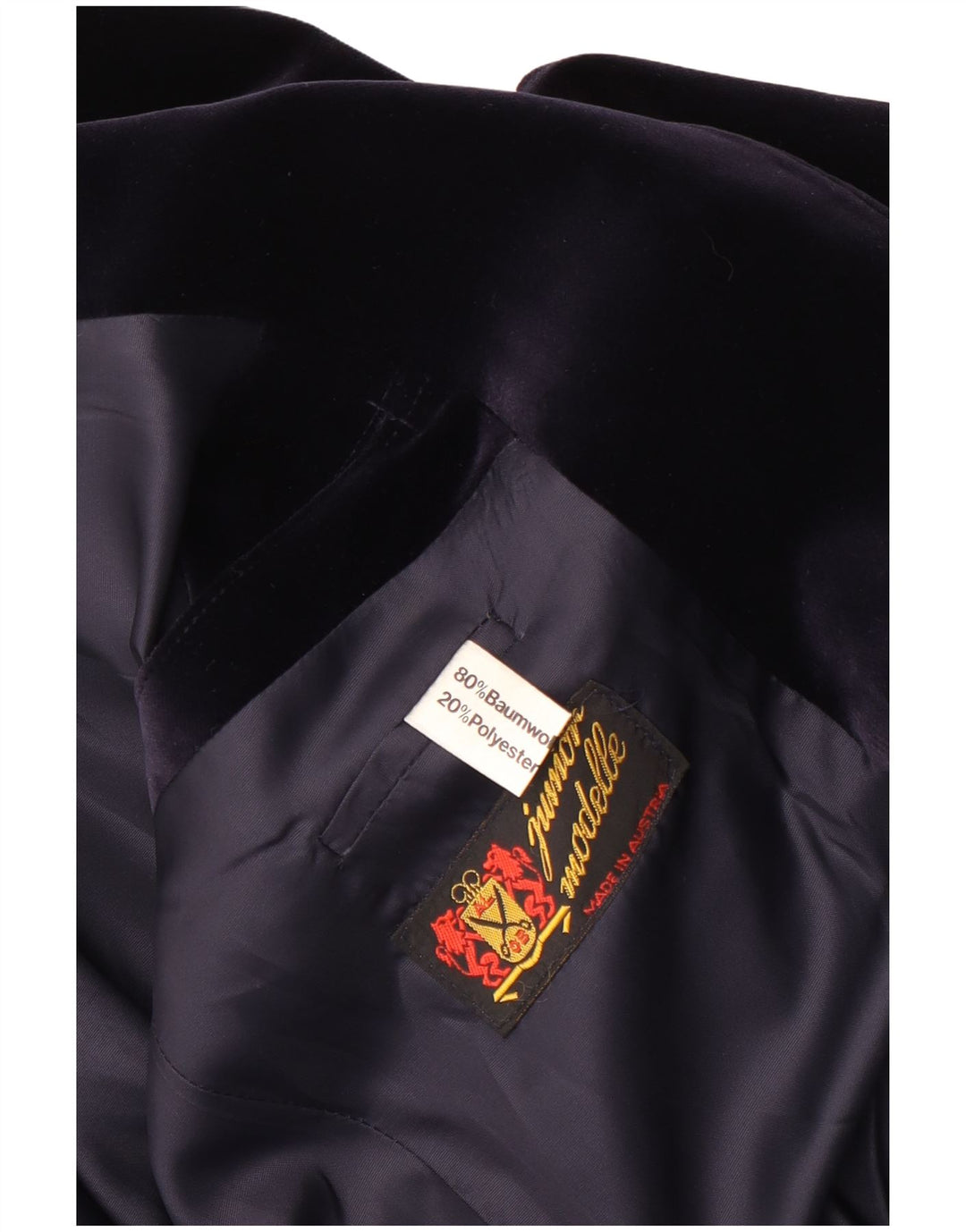 Vintage Herre 2-knaps Velvet Blazer Jacket UK 38 Medium Navy Blue Bomuld