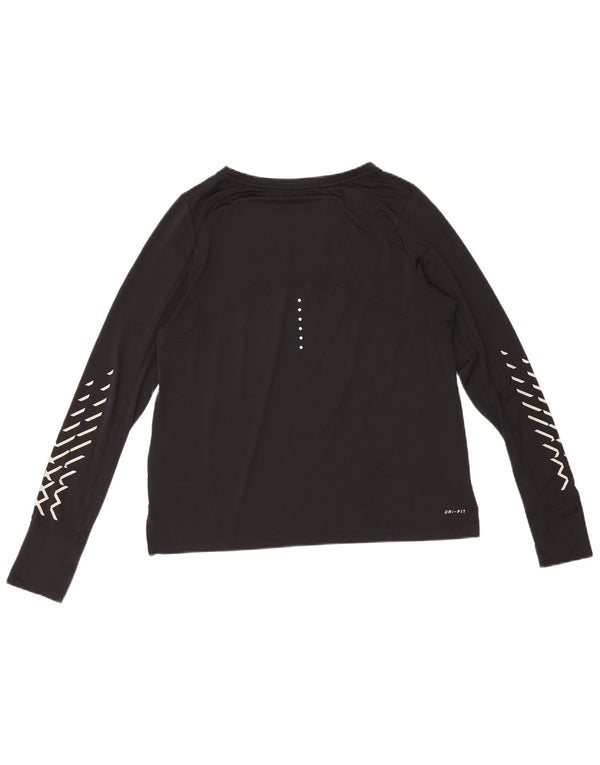 Nike Dame Dri Fit Grafisk Top Langærmet UK 14 Medium Sort Polyester