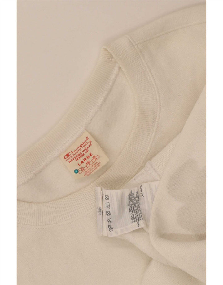 Champion Dame Sweatshirt Jumper UK 16 Stor Hvid Bomuld