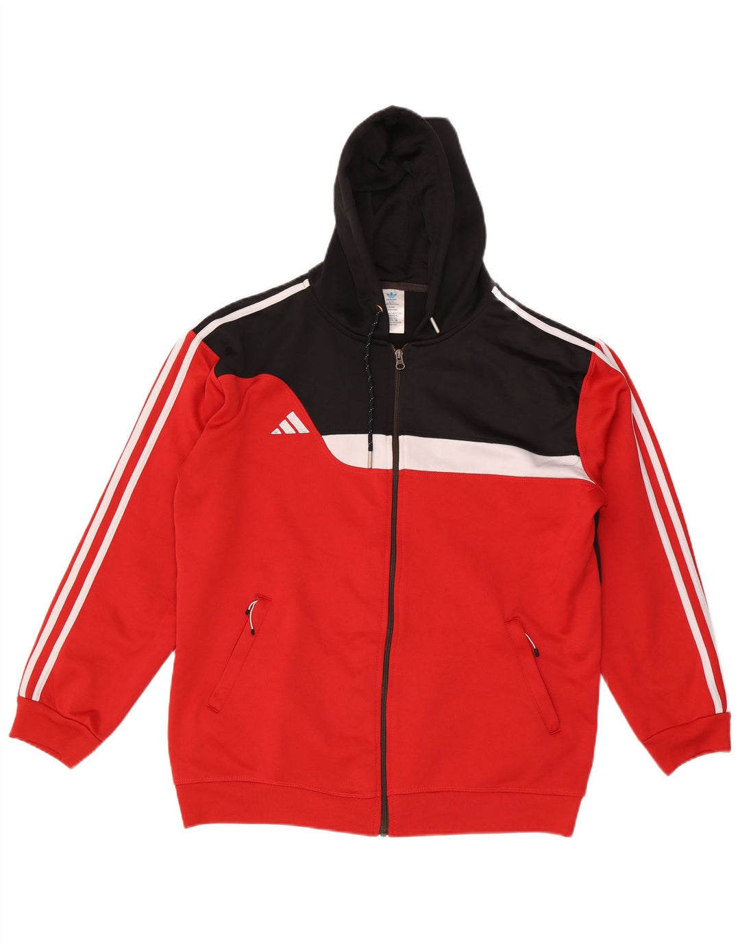 Adidas Hættetrøje med lynlås til mænd 2XL Rød Colourblock Polyester