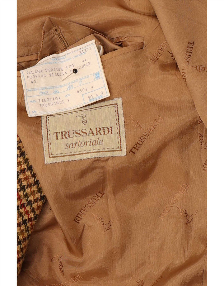 Trussardi Herre Blazer Jacket IT 50 Large Brown Houndstooth Uld