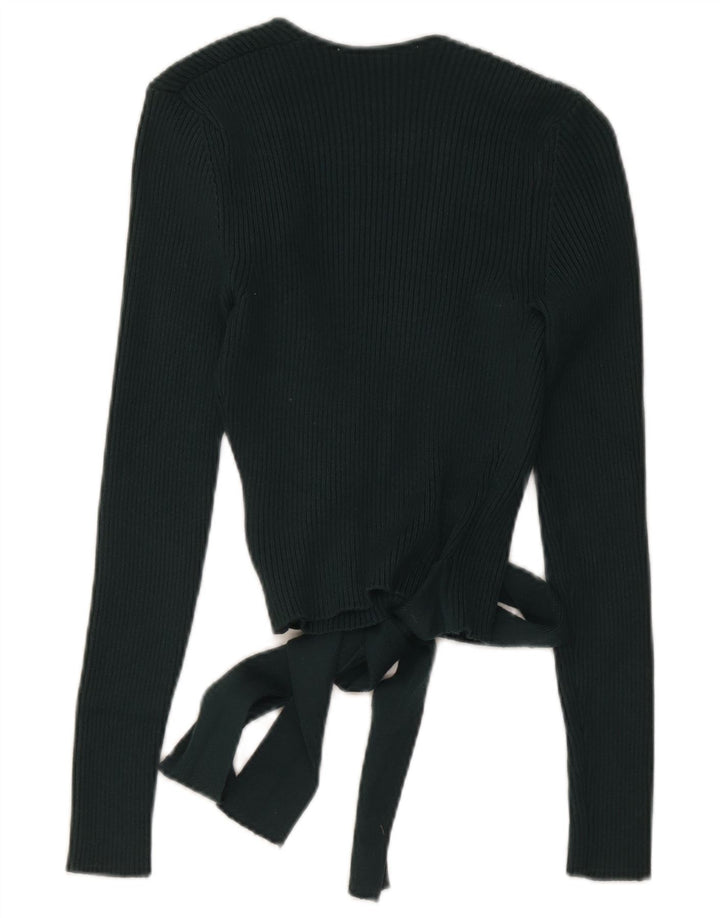 Zara Womens Wrap Cardigan Top UK 14 Large Green Viscose