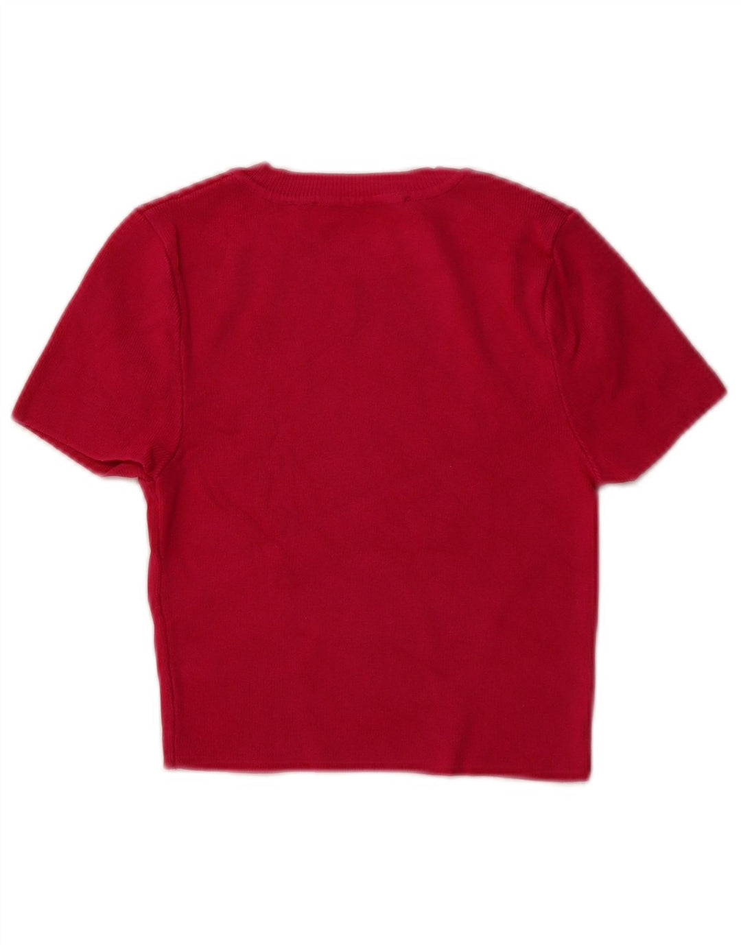 ZARA Womens Crop Kortærmet Jumper Sweater med rund hals UK 8 Small Pink