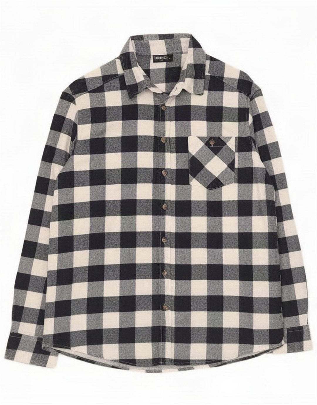 Identisk flannelskjorte til mænd Large Navy Blue Gingham Cotton