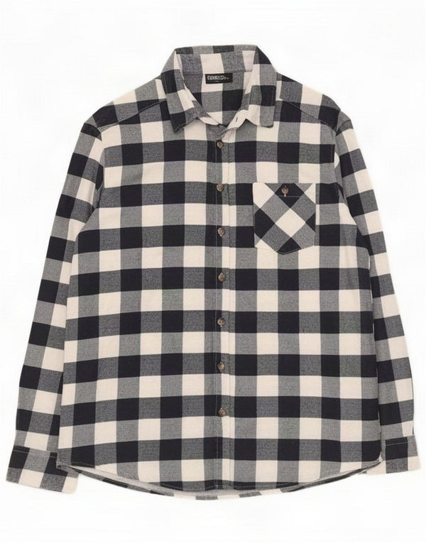 Identisk flannelskjorte til mænd Large Navy Blue Gingham Cotton