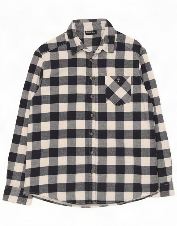 Identisk flannelskjorte til mænd Large Navy Blue Gingham Cotton