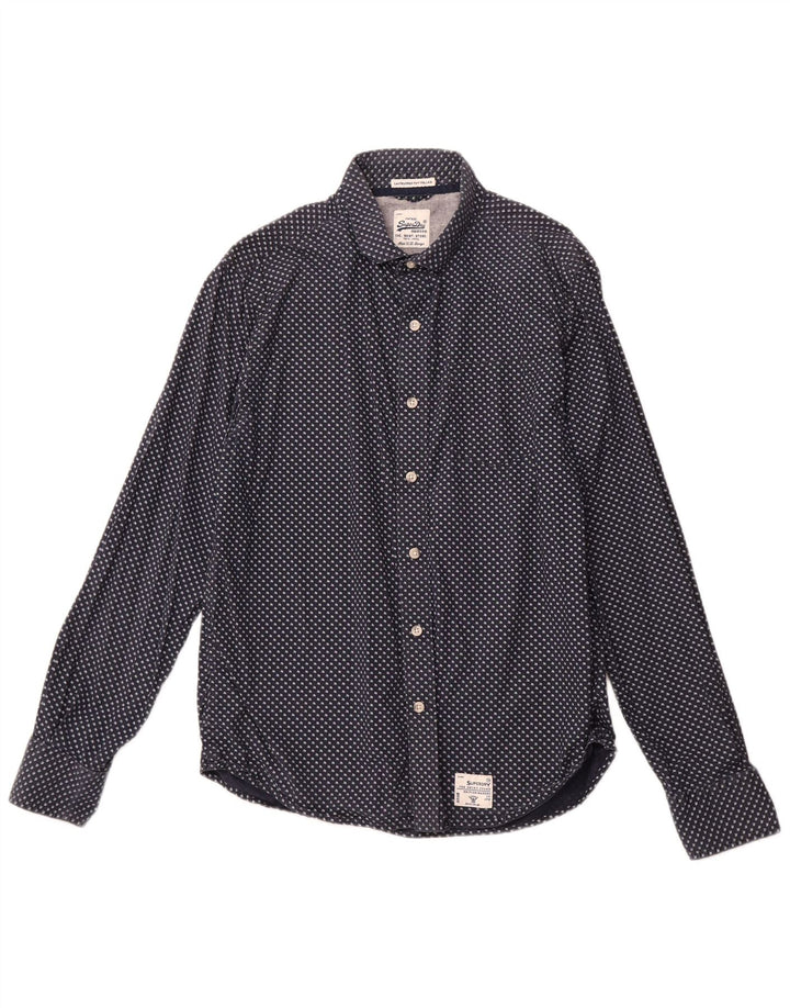 SUPERDRY Grafisk Herreskjorte 2XL Navy Blue Spotted