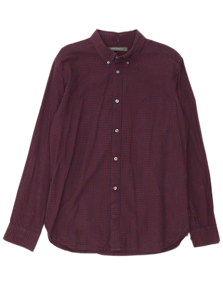 French Connection Herreskjorte Stor Burgundy Gingham Cotton