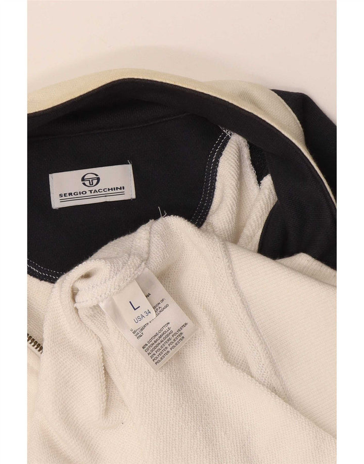 Sergio Tacchini Herre træningsdragt Topjakke Stor hvid Colourblock Bomuld