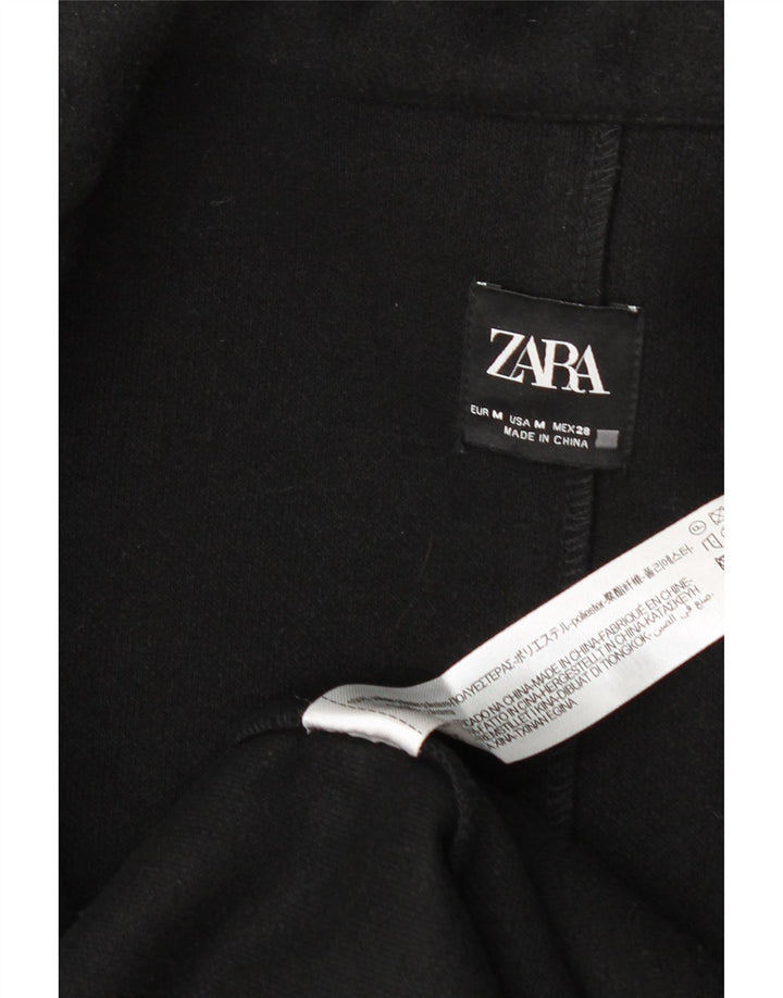 Zara Womens Open Overcoat UK 14 Medium Black Polyester