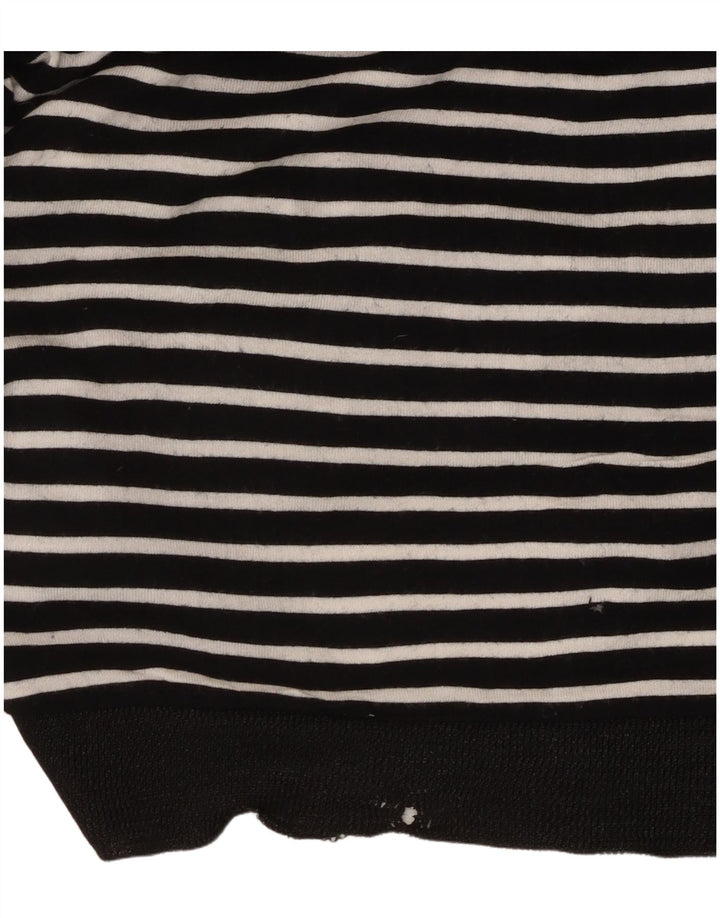 Zara Dame Top Langærmet UK 14 Medium Sort Stribet