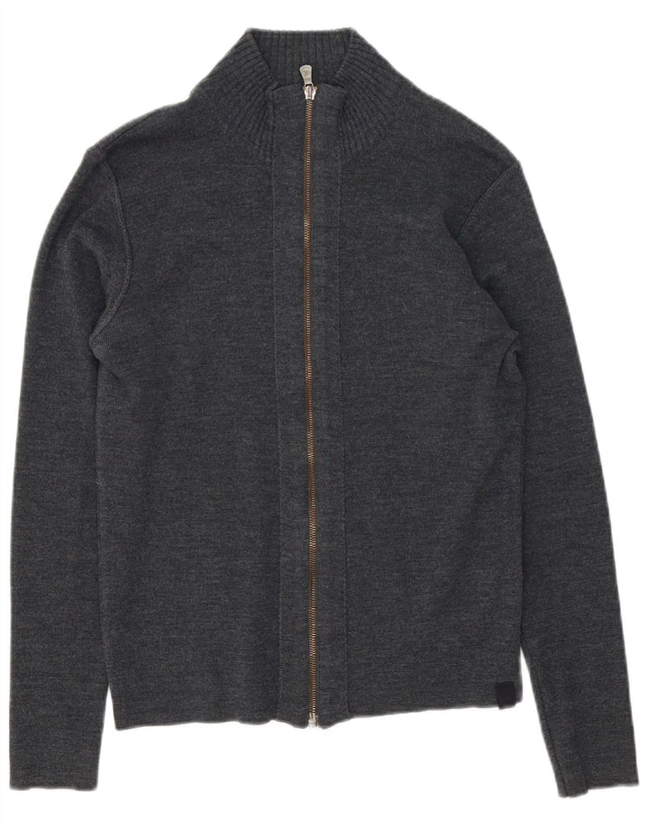 Calvin Klein Jeans Dame Cardigan Sweater UK 12 Medium Grey Uld