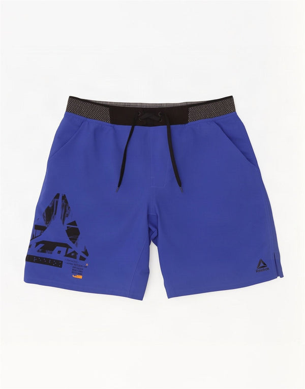 Reebok Herre grafiske sportsshorts Medium Blue Colourblock Polyester