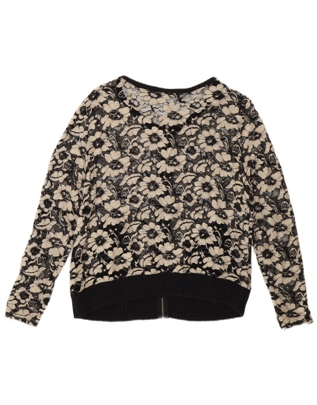 MINT FLØJEL Dame Se Through Cardigan Top UK 14 Medium Sort Viscose