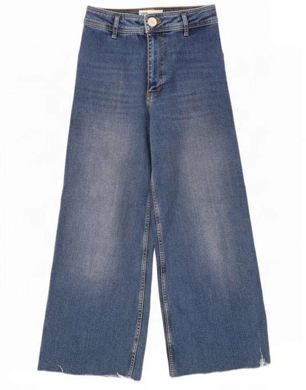 Zara Womens The Marine High Rise Straight Jeans EU 36 XS W26 L25 Blå