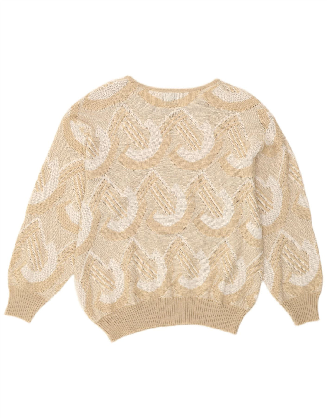 Canda Dame Boat Neck Jumper Sweater IT 48 XL Beige Geometrisk Akryl