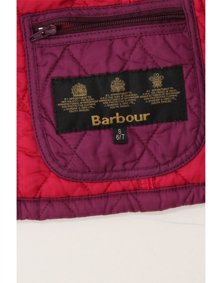 BARBOUR Girls Quilted Gilet 6-7 Years Small Purple Polyamide