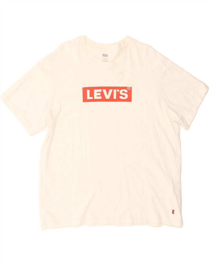 LEVI'S Mens Relaxed Graphic T-Shirt Top Medium White Cotton Vintage Levi's and Second-Hand Levi's from Messina Hembry 