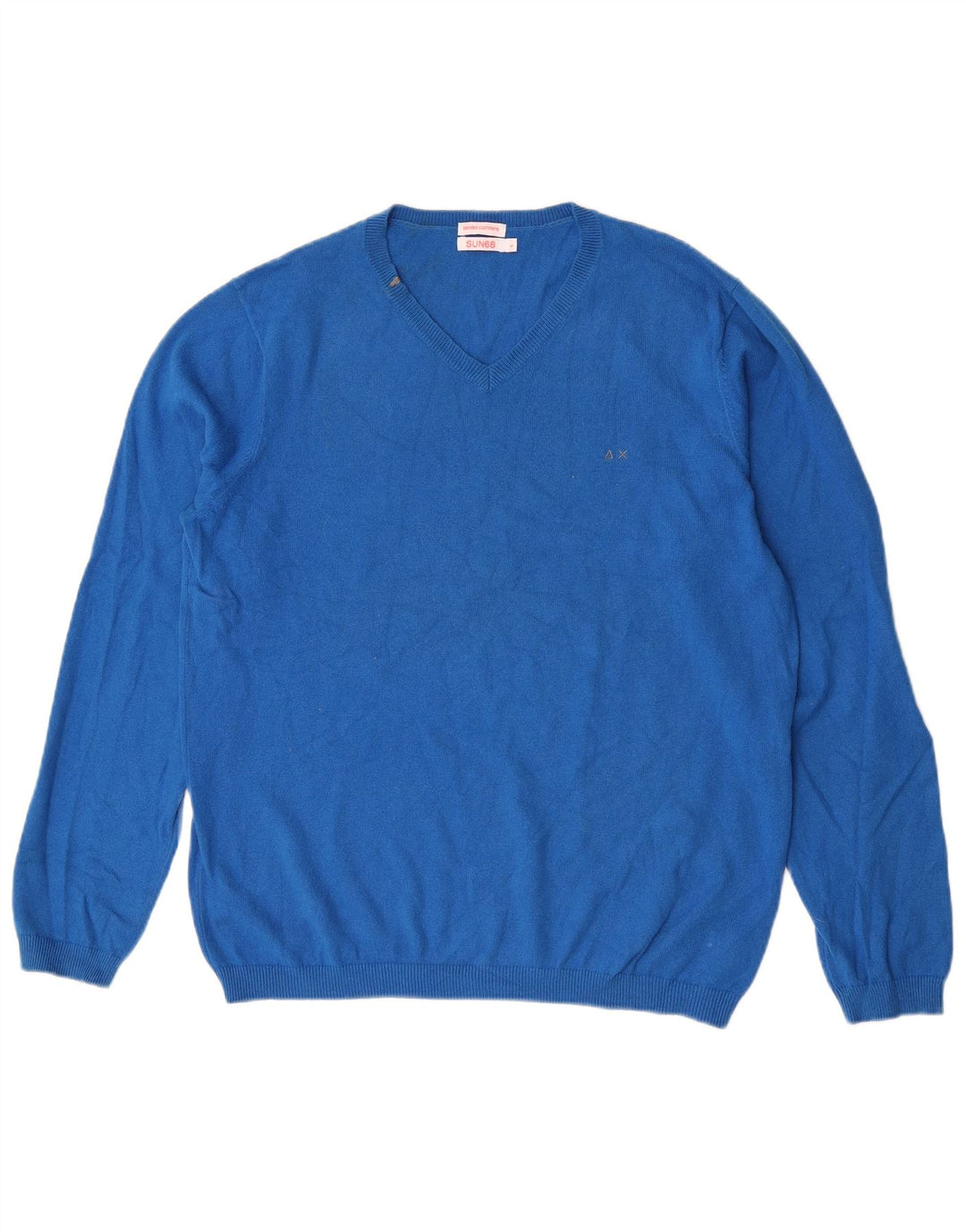 Sun68 Herre V-hals sweater Stor blå bomuld