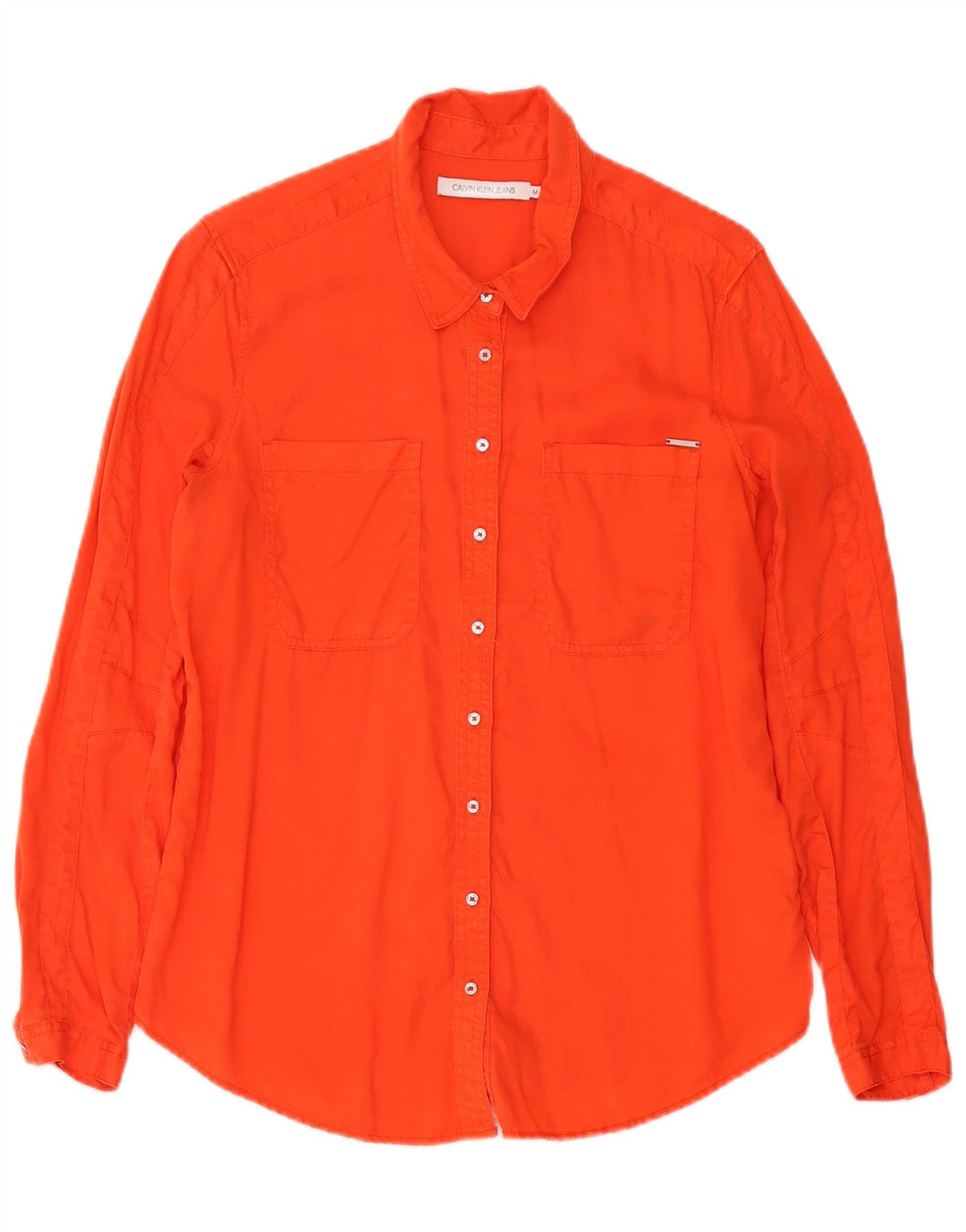 Calvin Klein Jeans Dameskjorte UK 14 Medium Orange Lyocell