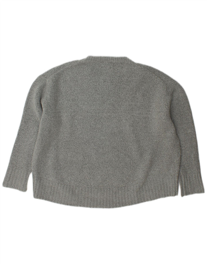 Zara Dame Oversized Crew Neck Jumper Sweater UK 14 Medium Grå Akryl