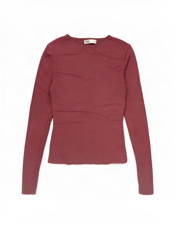 Zara Dametop Langærmet UK 12 Medium Pink Viscose
