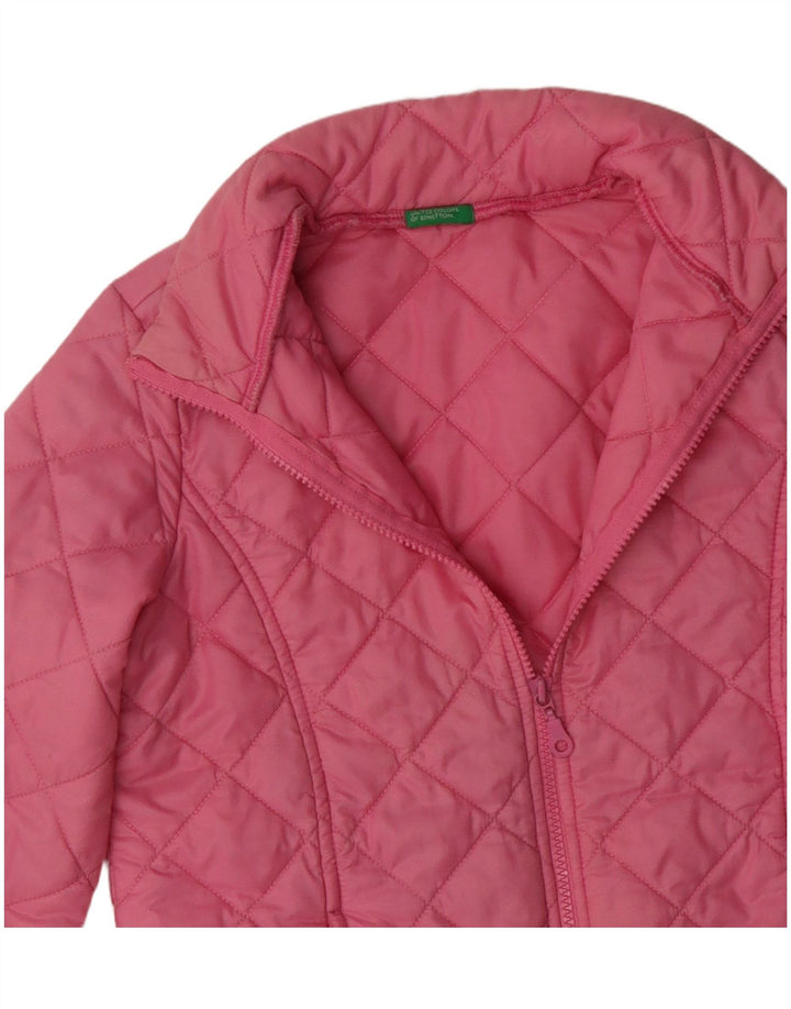 BENETTON Quiltet jakke til kvinder UK 8 Lille Pink