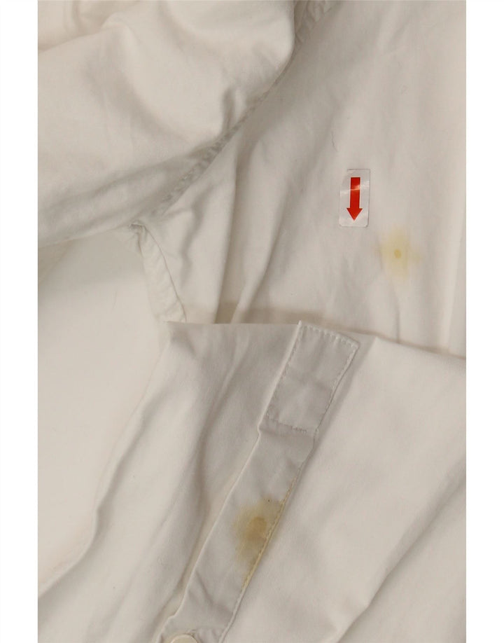 Zara Womens Crop Shirt Bluse UK 16 Large White Bomuld