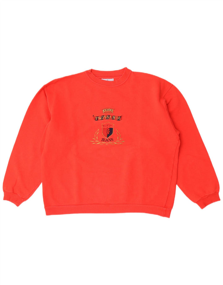 Trussardi Jeans Herre Grafisk Sweatshirt Jumper Medium Rød Bomuld