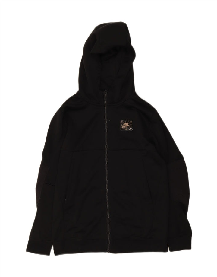 NIKE Boys Graphic Zip Hoodie Sweater 12-13 Years Large  Black Polyester Vintage Nike and Second-Hand Nike from Messina Hembry 