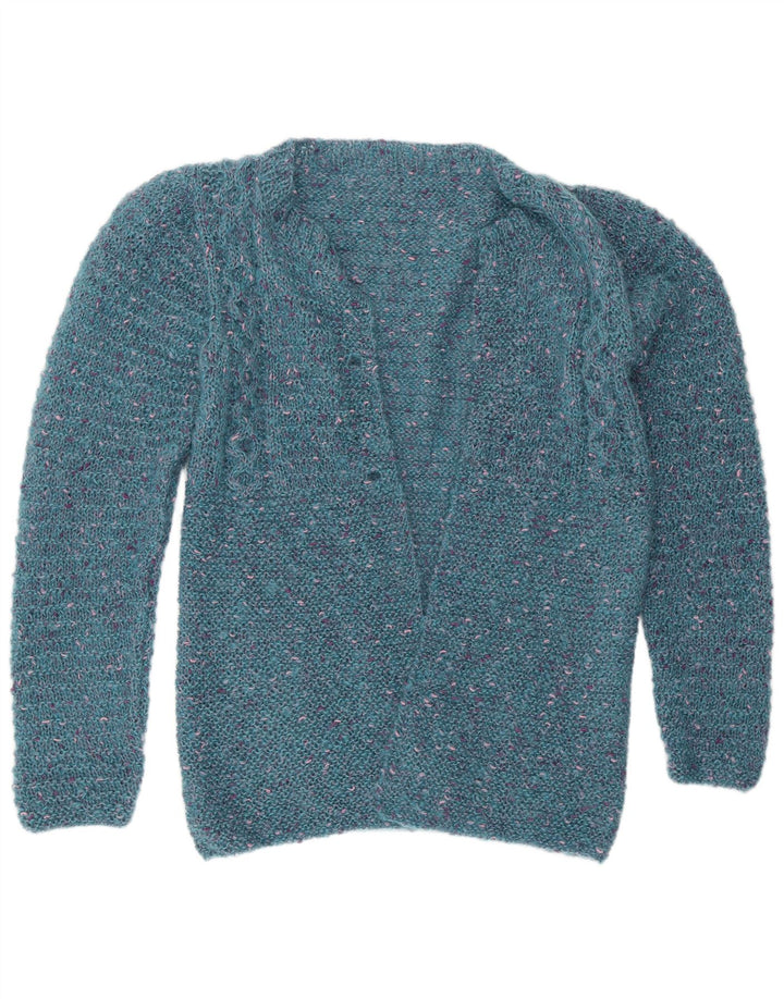 Vintage Dame Open Cardigan Sweater UK 12 Medium Blue Flecked