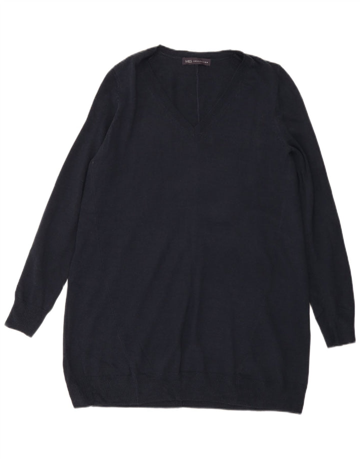 MARKS & SPENCER Dame V-hals sweater UK 10 Small Navy Blue