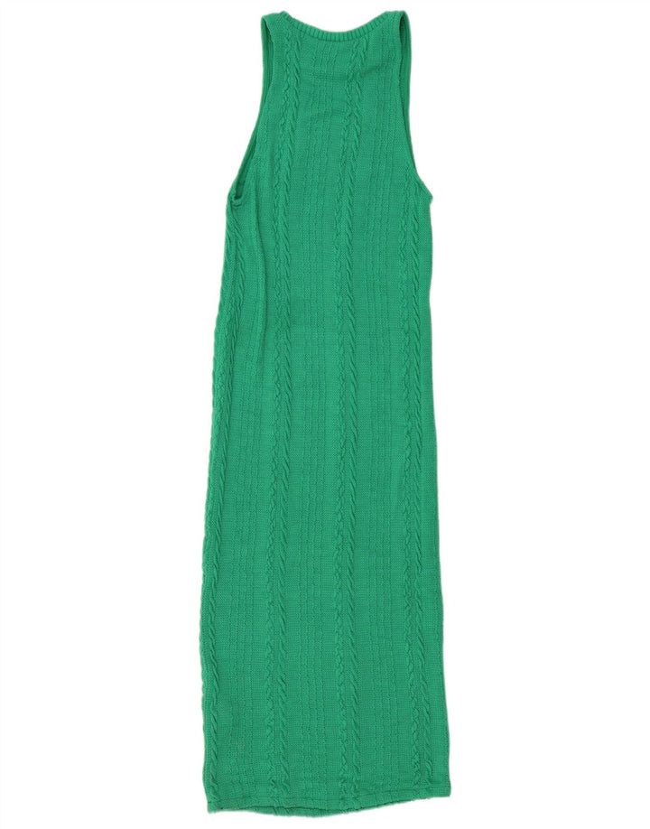 Zara Dame Maxi Ærmeløs Bodycon Kjole UK 12 Medium Green Polyester