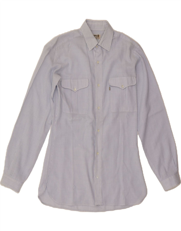 JINGLERS Mens Shirt Size 38 Medium Blue Pinstripe Polyester Vintage Jinglers and Second-Hand Jinglers from Messina Hembry 