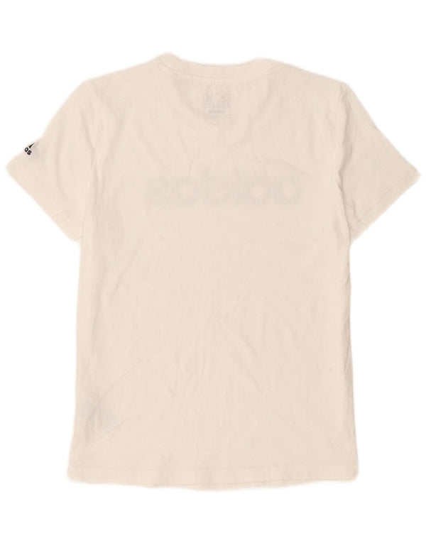 Adidas Dame Grafisk T-Shirt Top UK 12 Medium Hvid Bomuld