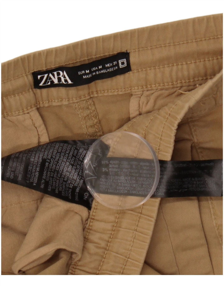 ZARA Straight Cropped Bukser Medium W31 L26 Beige Bomuld