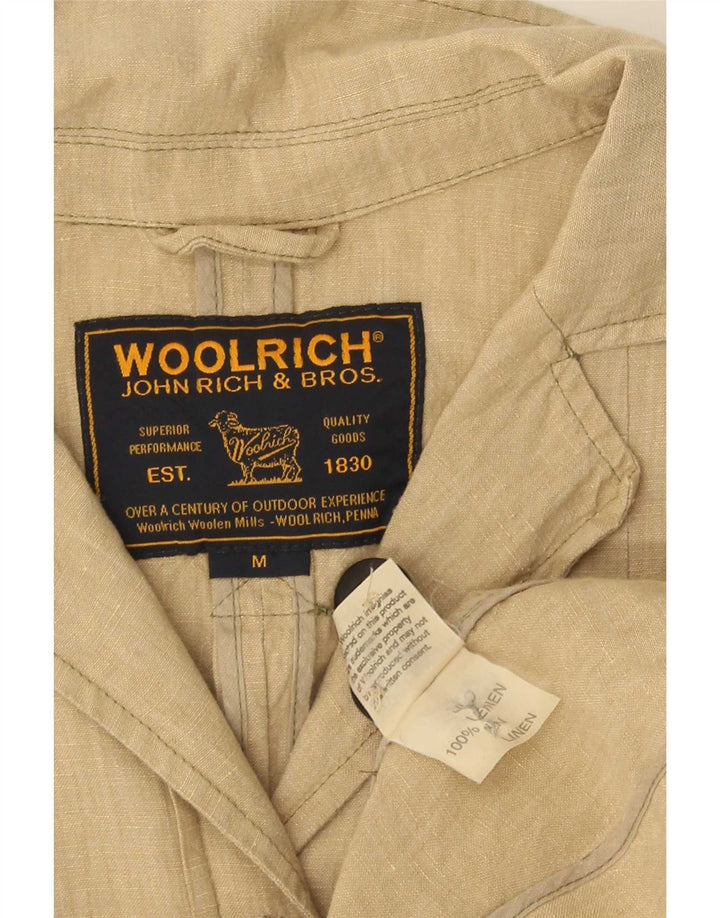 Woolrich Dame 4 Button Blazer Jacket UK 12 Medium Beige Linen
