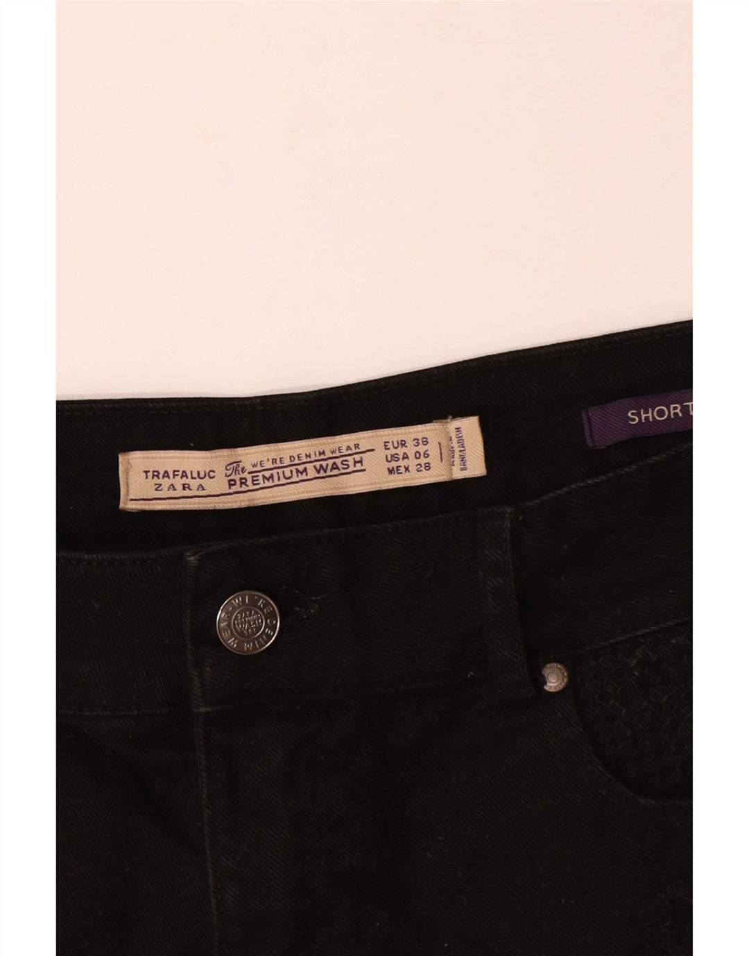 Zara Dame Denim Shorts EU 38 Small W28 Sort