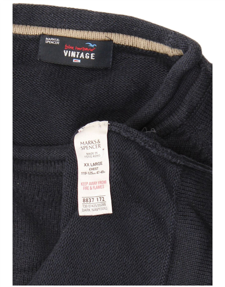 Marks & Spencer Herre sweater med rund hals 2XL marineblå bomuld