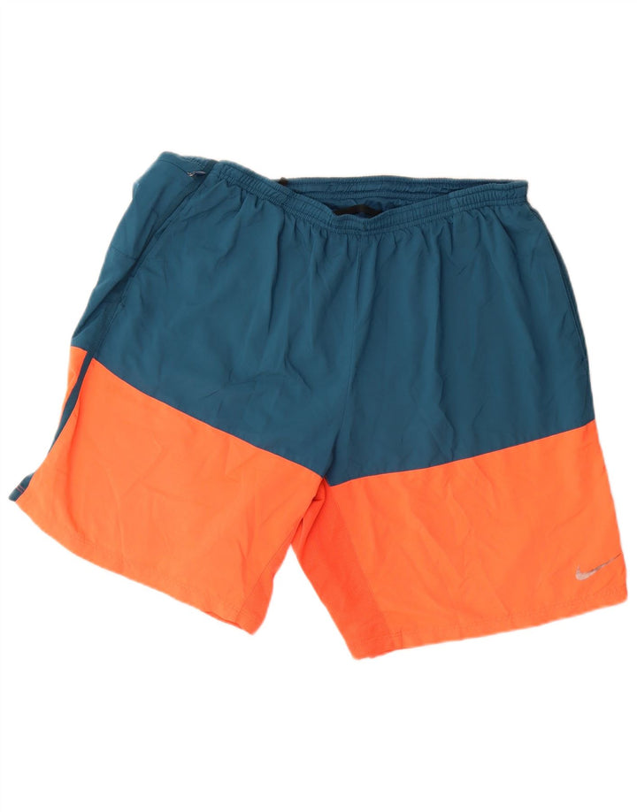 Nike Herre Dri Fit Sportshorts XL Blå Colourblock