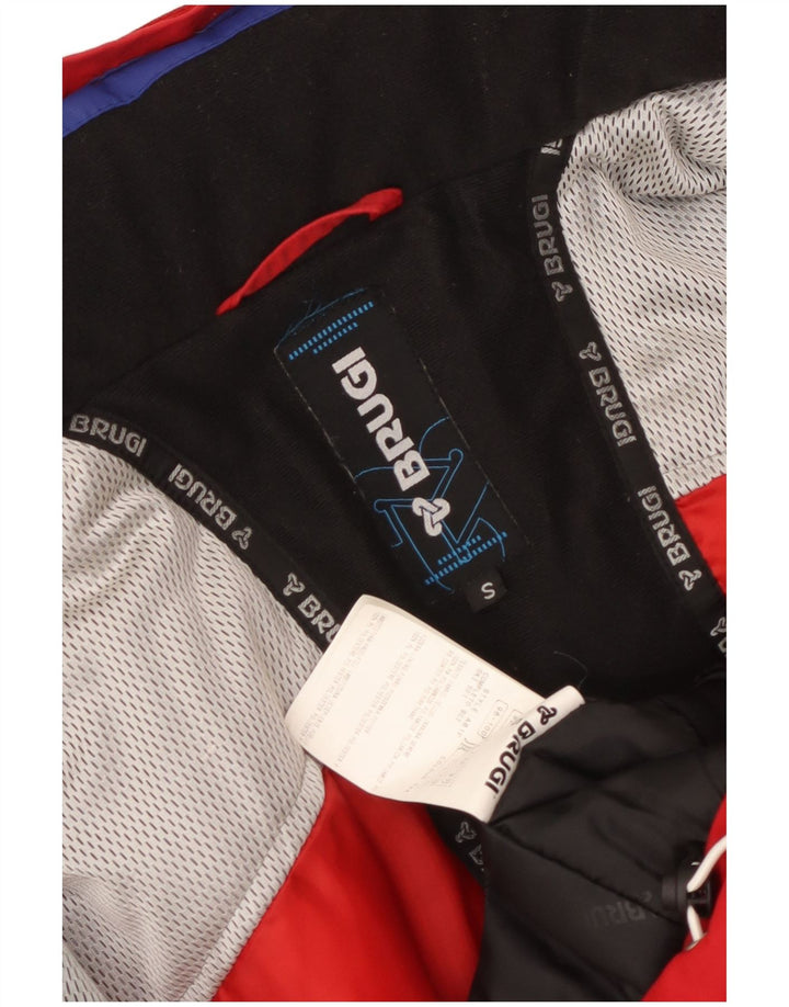 Brugi Skijakke med hætte til mænd UK 36 Lille rød farveblok polyamid