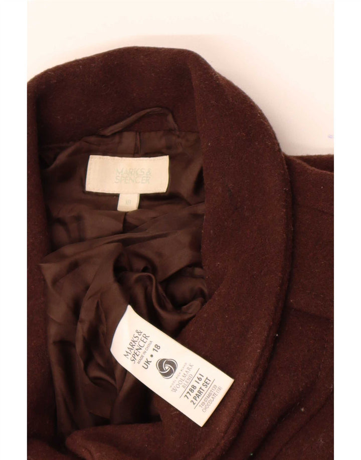 Marks & Spencer Dame Overfrakke UK 18 XL Brun Ny Uld