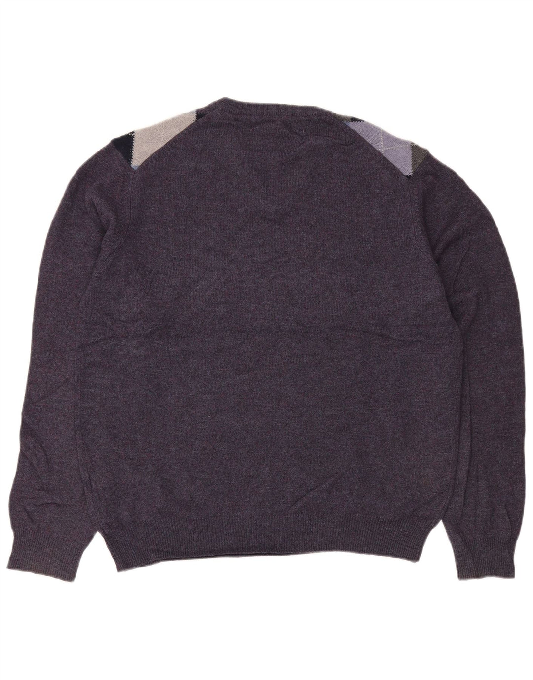 Marks & Spencer Herre V-hals sweater Medium Lilla Argyle/Diamond