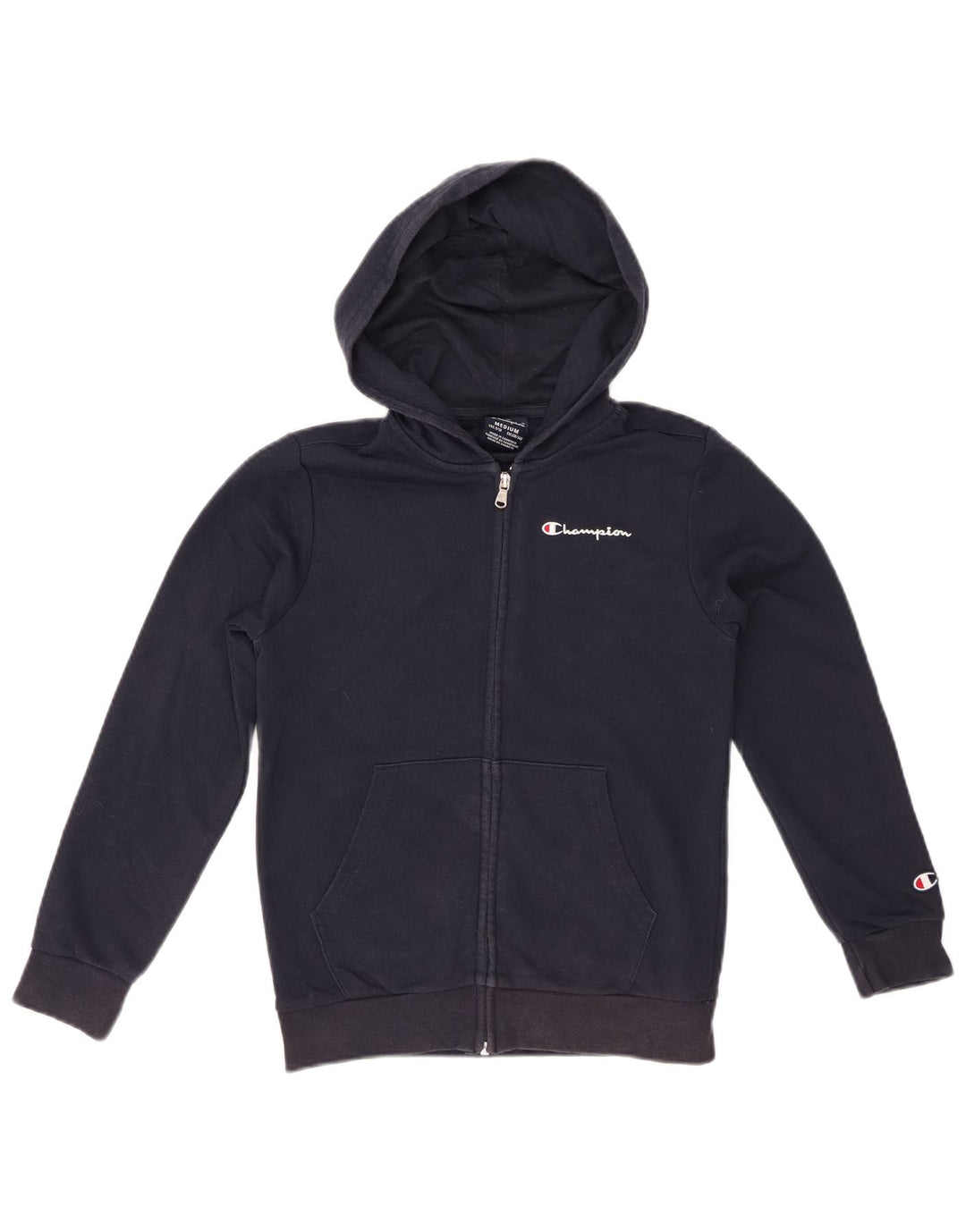 CHAMPION Drenge grafisk hættetrøje med lynlås 9-10 år Medium Marineblå