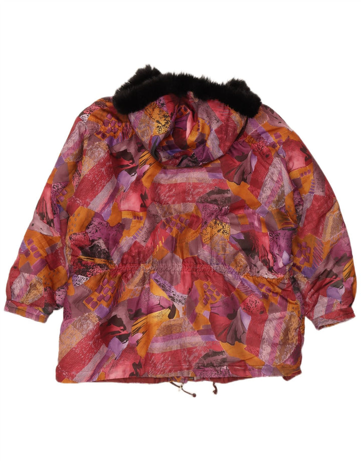 VINTAGE Womens Abstract Pattern Windbreaker Coat UK 20 2XL Multicoloured