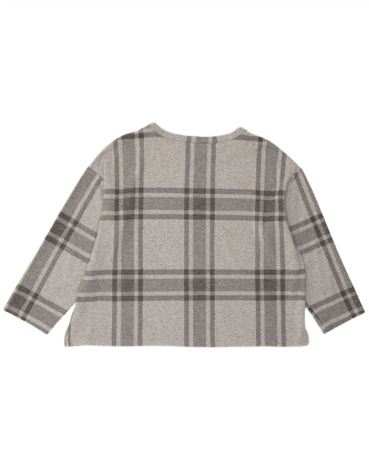 Marks & Spencer Dame Crop Top 3/4 ærmer UK 20 2XL Grå Plaid Polyester