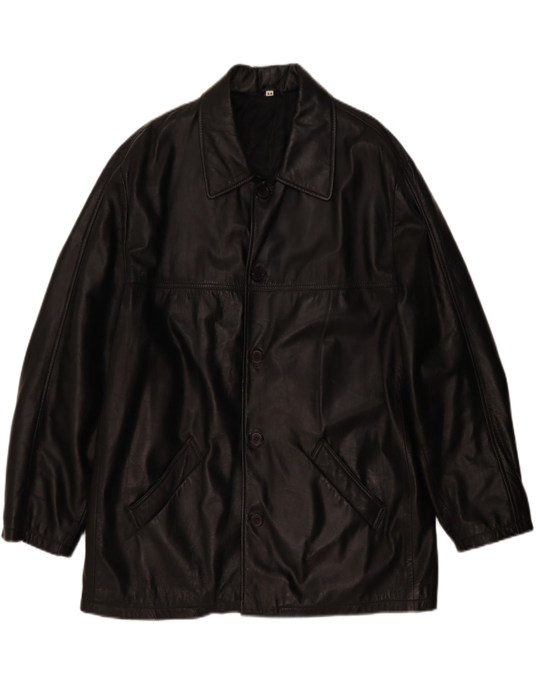 Vintage Herre Læderjakke EU 54 2XL Sort Læder